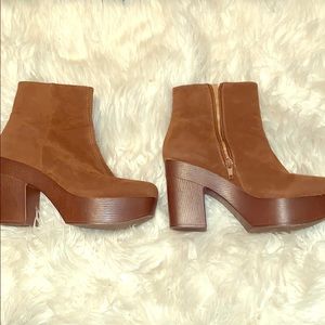 Brown Suede Heeled Booties